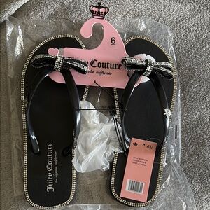 Juicy Couture Black Rhinestone Flip Flops